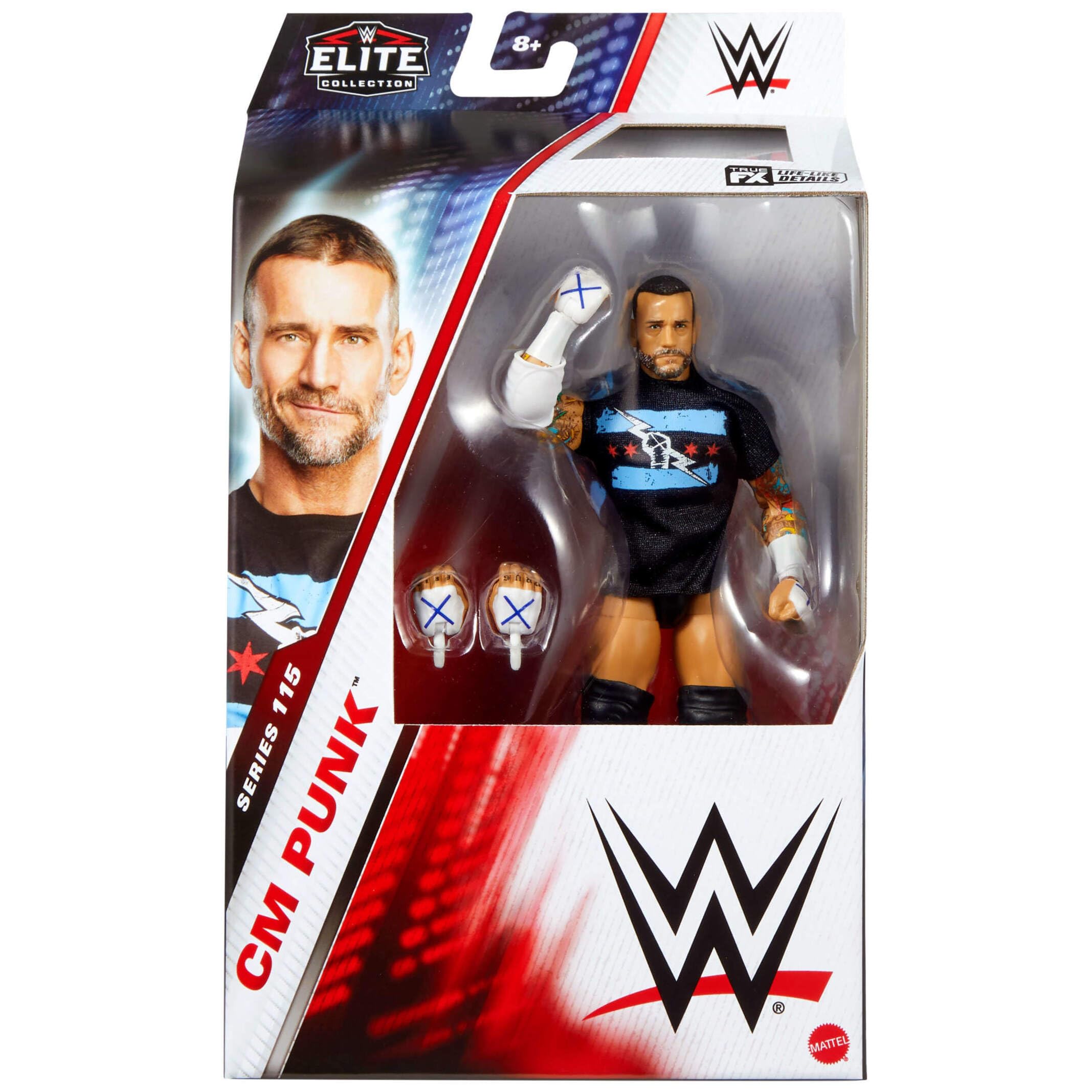 Mattel WWE Elite Series115 CM Punk Figura de acción y accesorios, figura de acción coleccionable de 15,24cm con 25puntos de articulación y manos intercambiables, JCH99