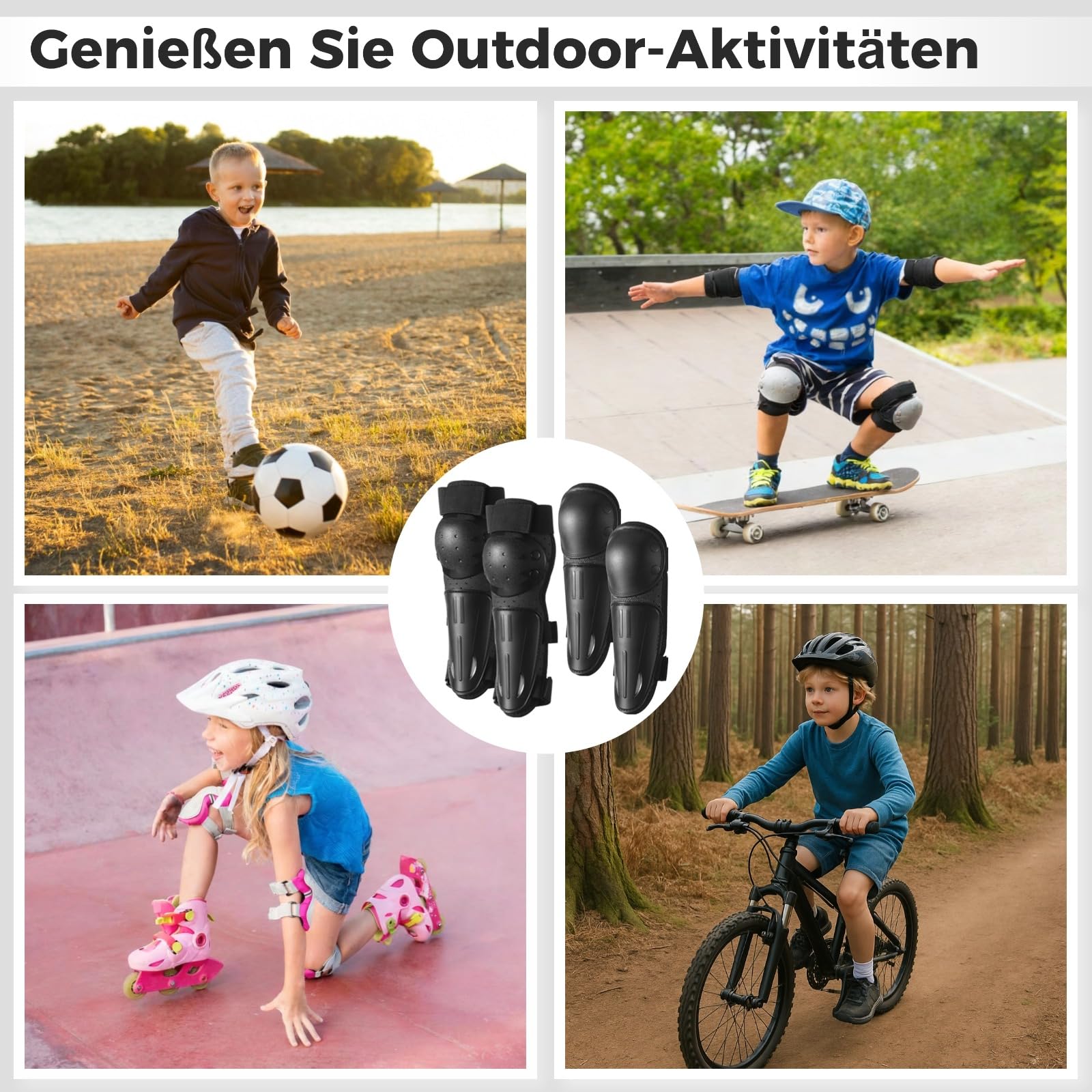 yeesport Ginocchiera e gomitiere per bambini per moto e motocross, ginocchiere e gomitiere per bambini, traspiranti, per mountain bike, pattinaggio, scooter Dirt bike