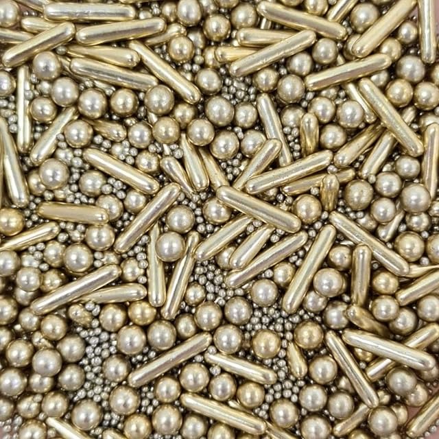 Oh So Glitter Metallic gold sprinkles shimmer rods pearls 100s and 1000s cupcakes cakes decoration wedding topper