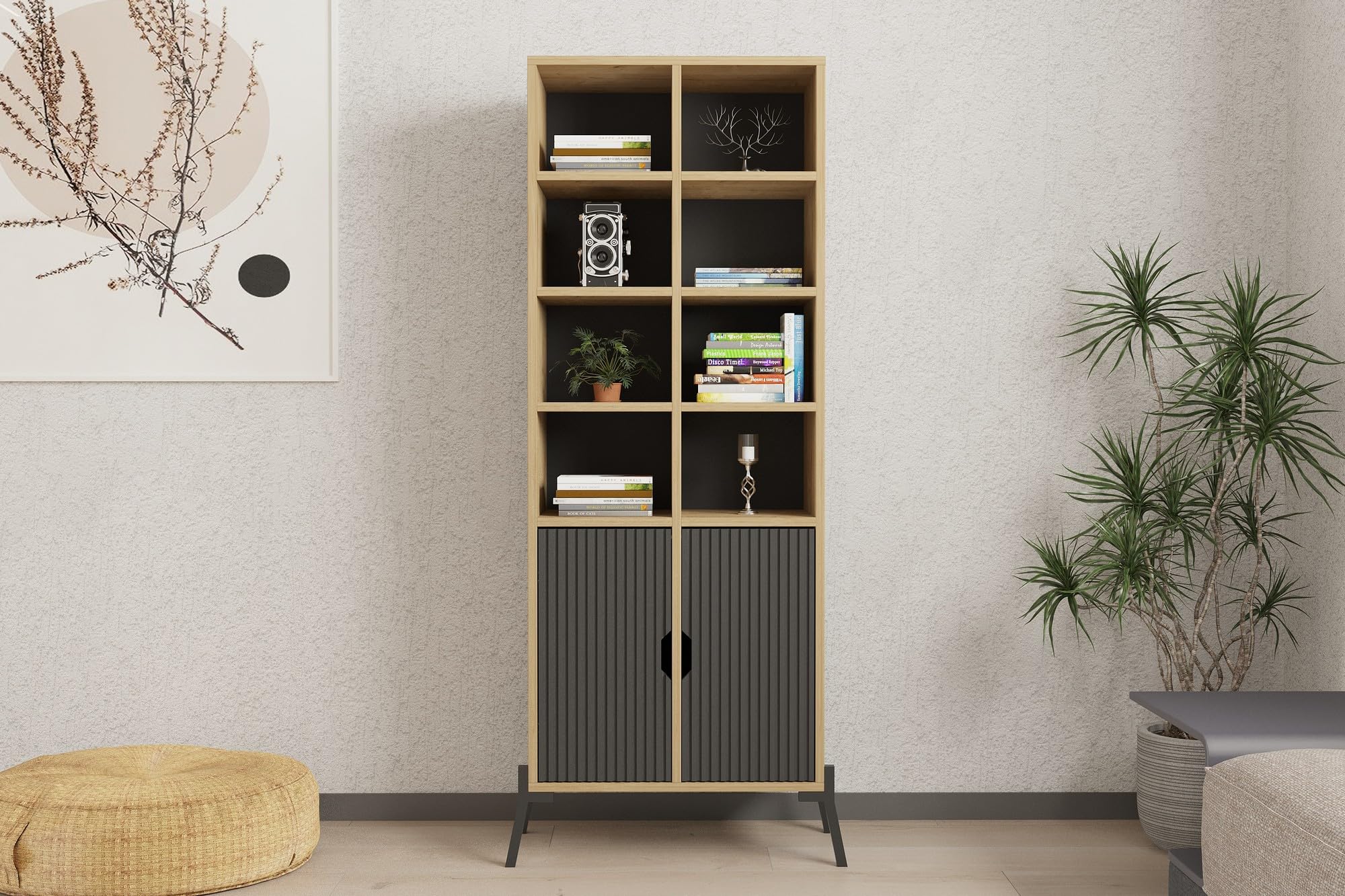 Hanah Home Bookshelf, Sapphire Oak Antracite, Taglia Unica