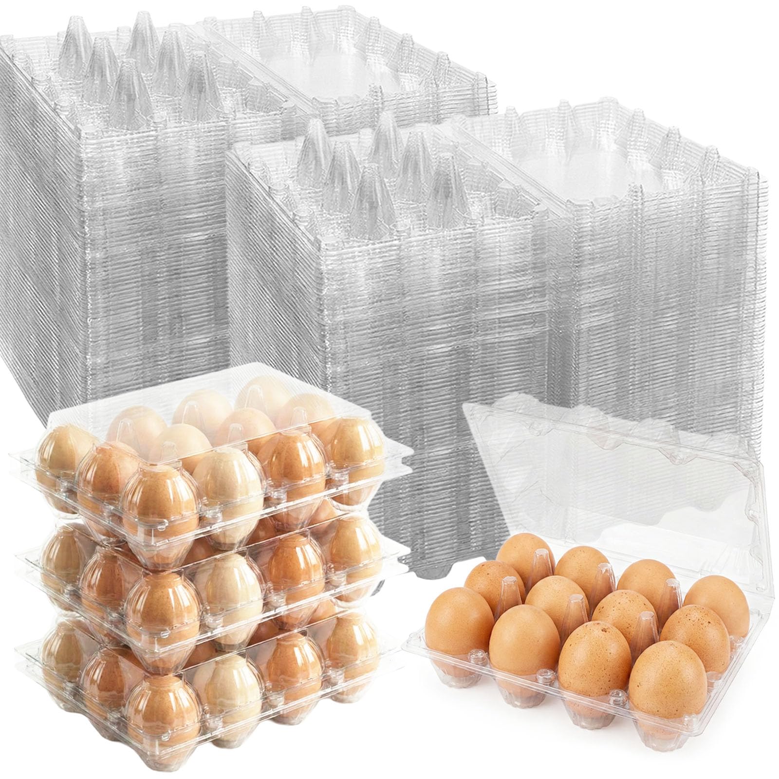 Lot de 50 Boite a Oeufs en Plastique Transparent (12 Alvéoles) - Boite à Oeufs Réutilisable pour Stockage Frigo, Ferme et Marché - Emballage Boite Oeuf Solide avec Fermeture Sécurisée