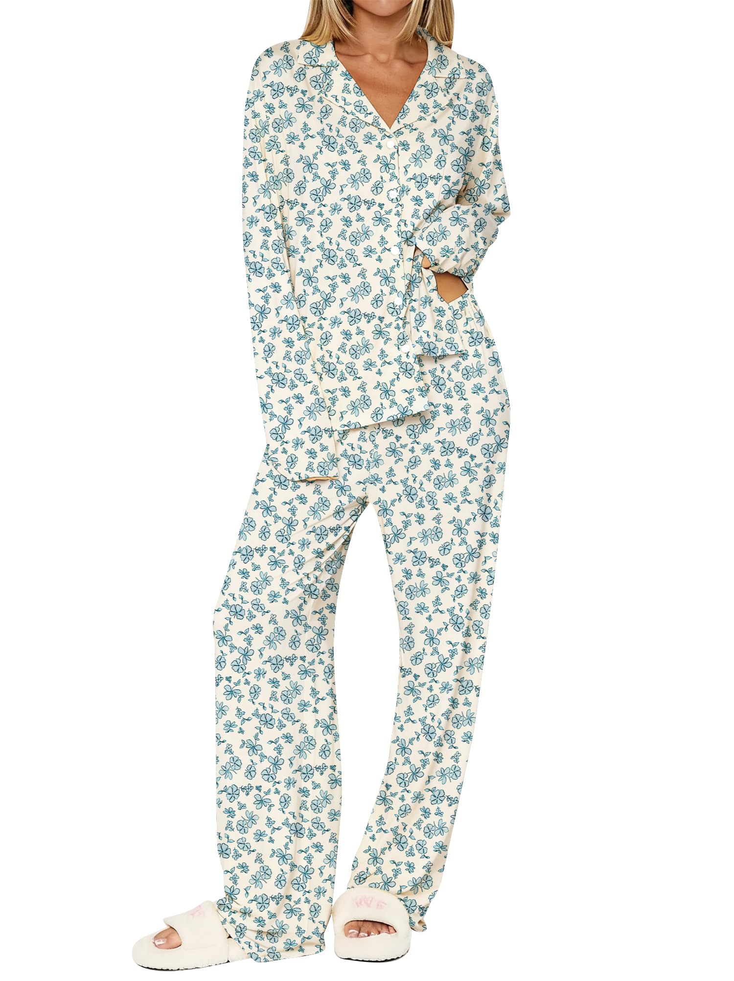 Dressmine Ladies Long Sleeve Cute Pajama Sets 2 Piece Fall Outfits