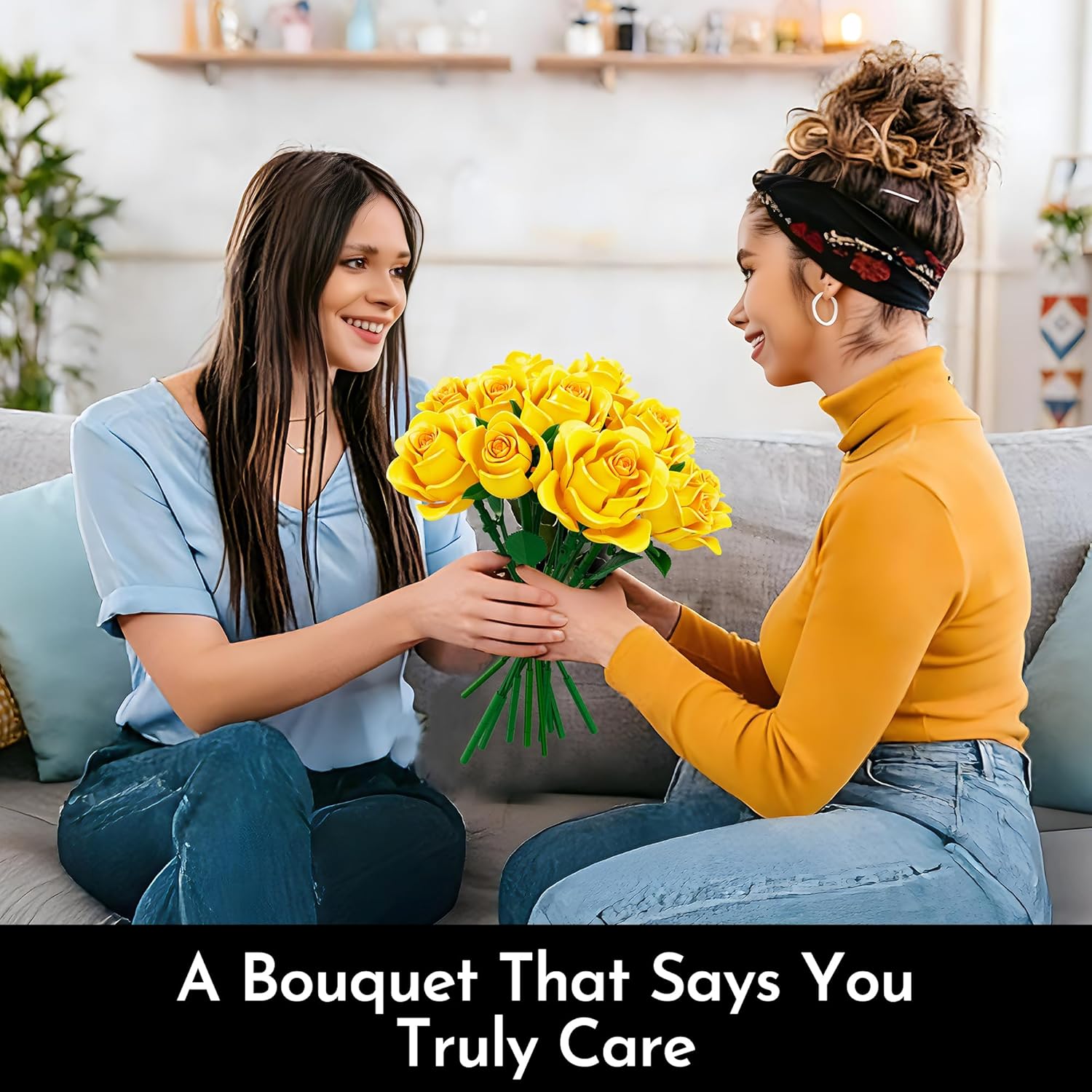 Mothers Day Rose Flower Bouquet Building Set for Adults, Gifts for Mom Wife Couple Women Girlfriend - Buildable Artificial Floral Botanical Collection Art Decor for Home or Office (530 Pcs)