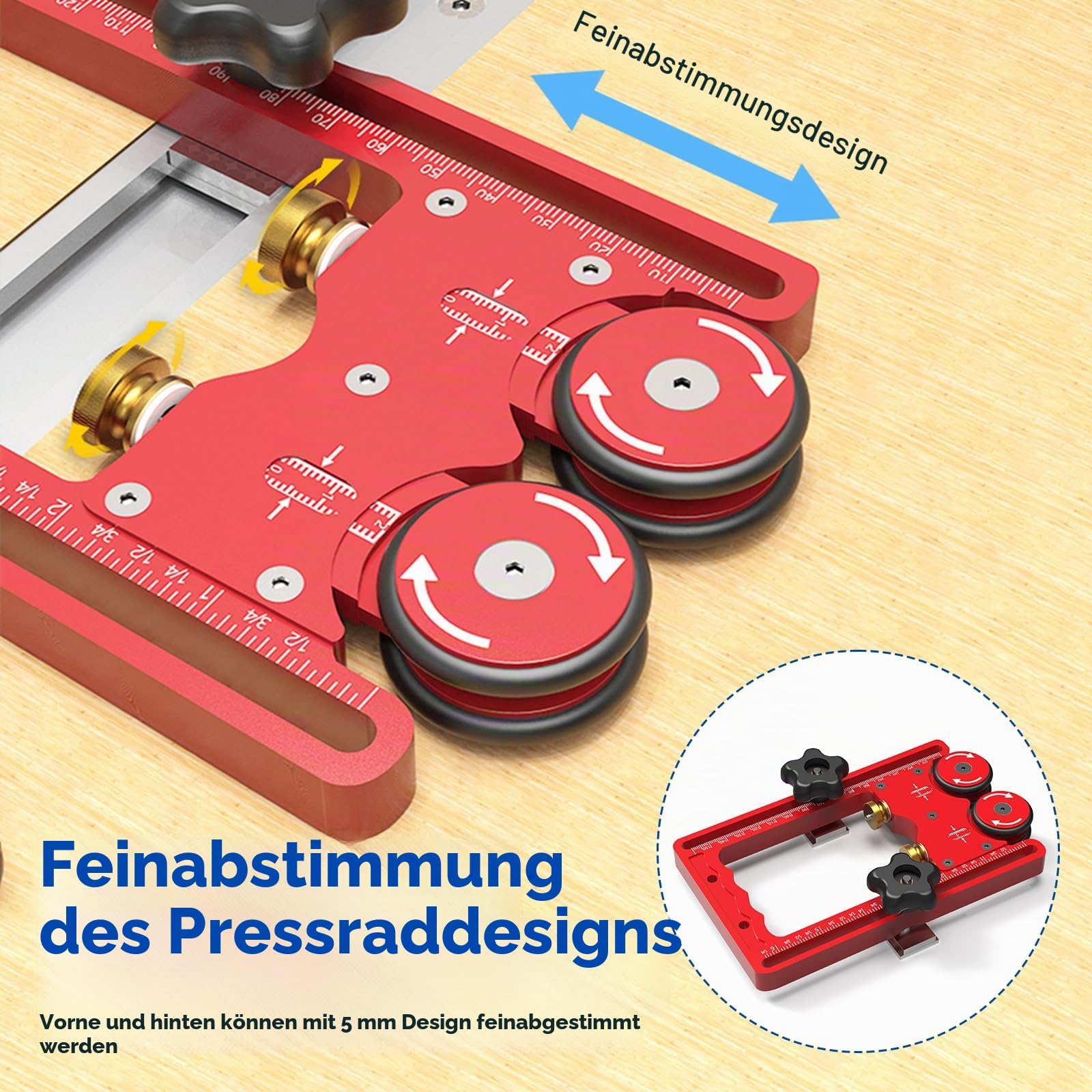 Tischsägen-Press-Feeder-Lagerrolle, 160 mm, Doppelradlagerrolle mit Einweg-Rad, Aluminiumlegierung, Tischsägen-Feederführung, Tischsägen-Rollen (2)
