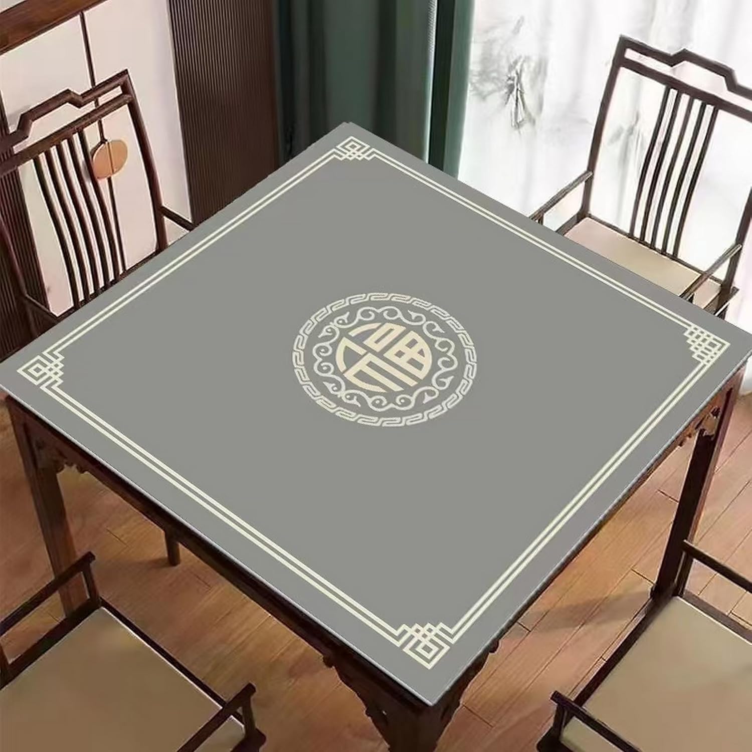 Mahjong Table Protector Non Slip Felt Waterproof Tablecloth for Mahjong Poker or Game Room Family Party (I 60 * 60CM)