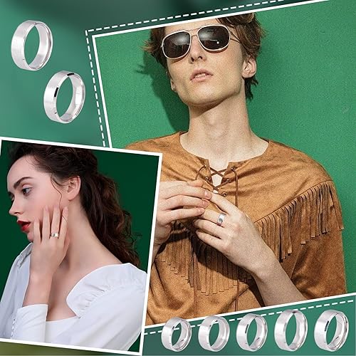 Miniatura 6 de UNICRAFTALE Anillo de banda lisa de acero inoxidable con inscripción láser, anillo de dedo en blanco, hipoalergénico, anillo clásico de boda para