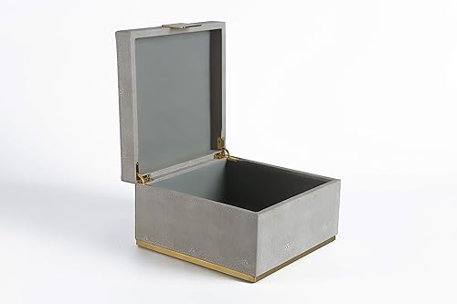 Miniatura 5 de WV Ivory Shagreen - Organizador decorativo cuadrado para decoración del hogar, joyero de almacenamiento de piel sintética, accesorios para hombres,