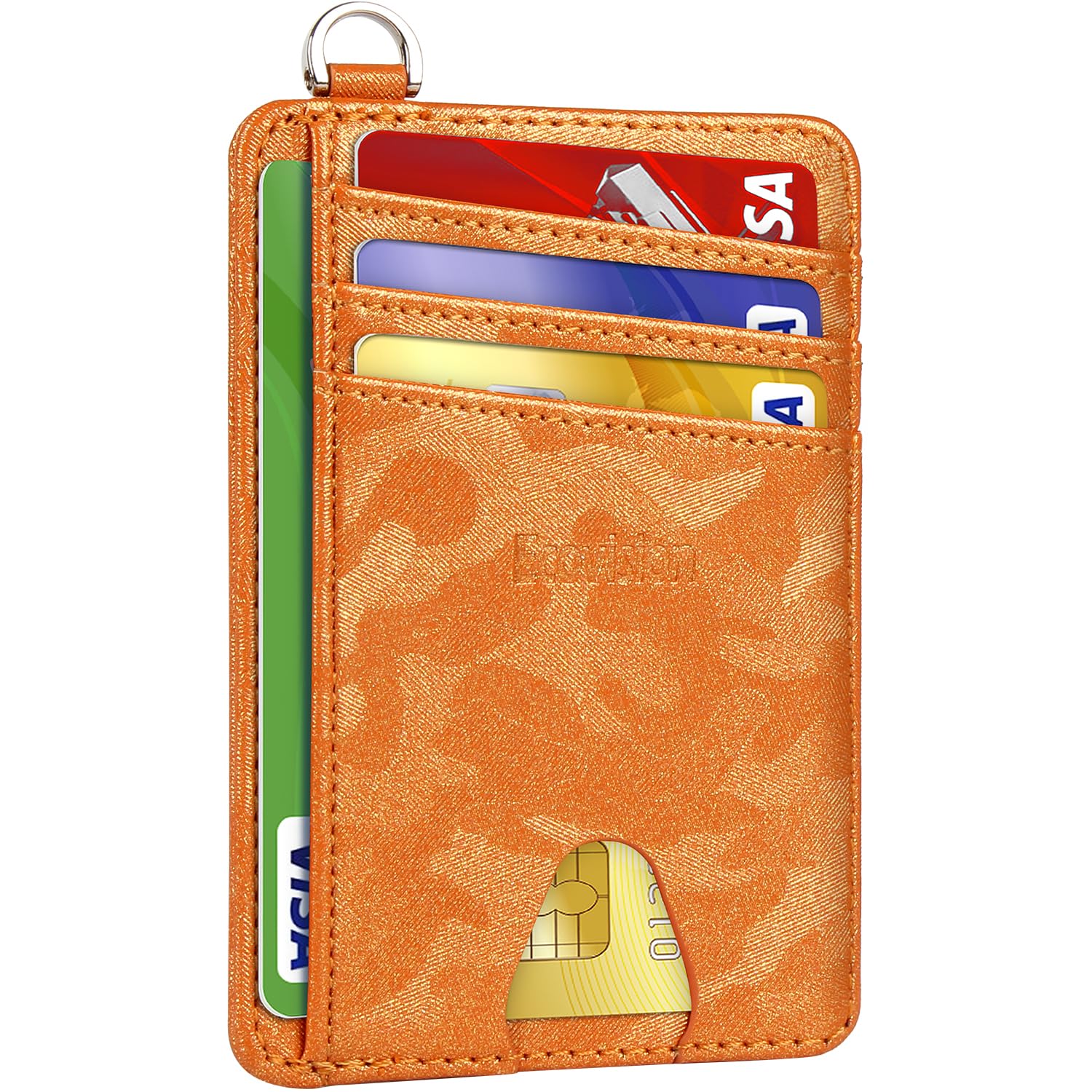 EcoVision Slim Minimalist Front Pocket Wallet, RFID Blocking Credit Card Holder Wallet with Detachable D-Shackle for Men Women