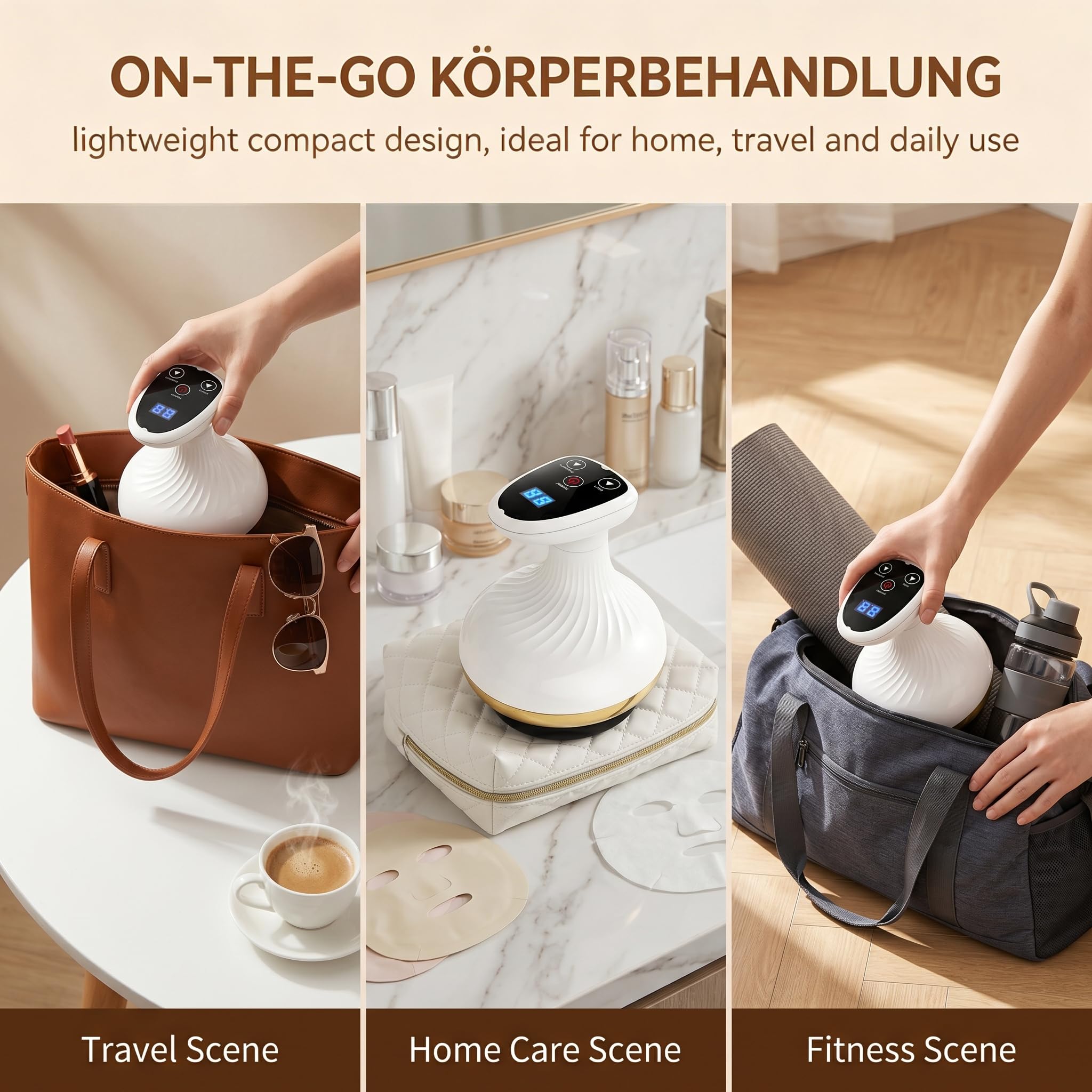 Cellulite Massager 4-in-1, Vakuum Massagegerät mit 9 Stufen Wärmetherapie & Rot-Blau-LED, Anti-Cellulite Gerät für Körperstraffung Lymphdrainage Durchblutung, kabellos für Gua Sha & Schröpfen