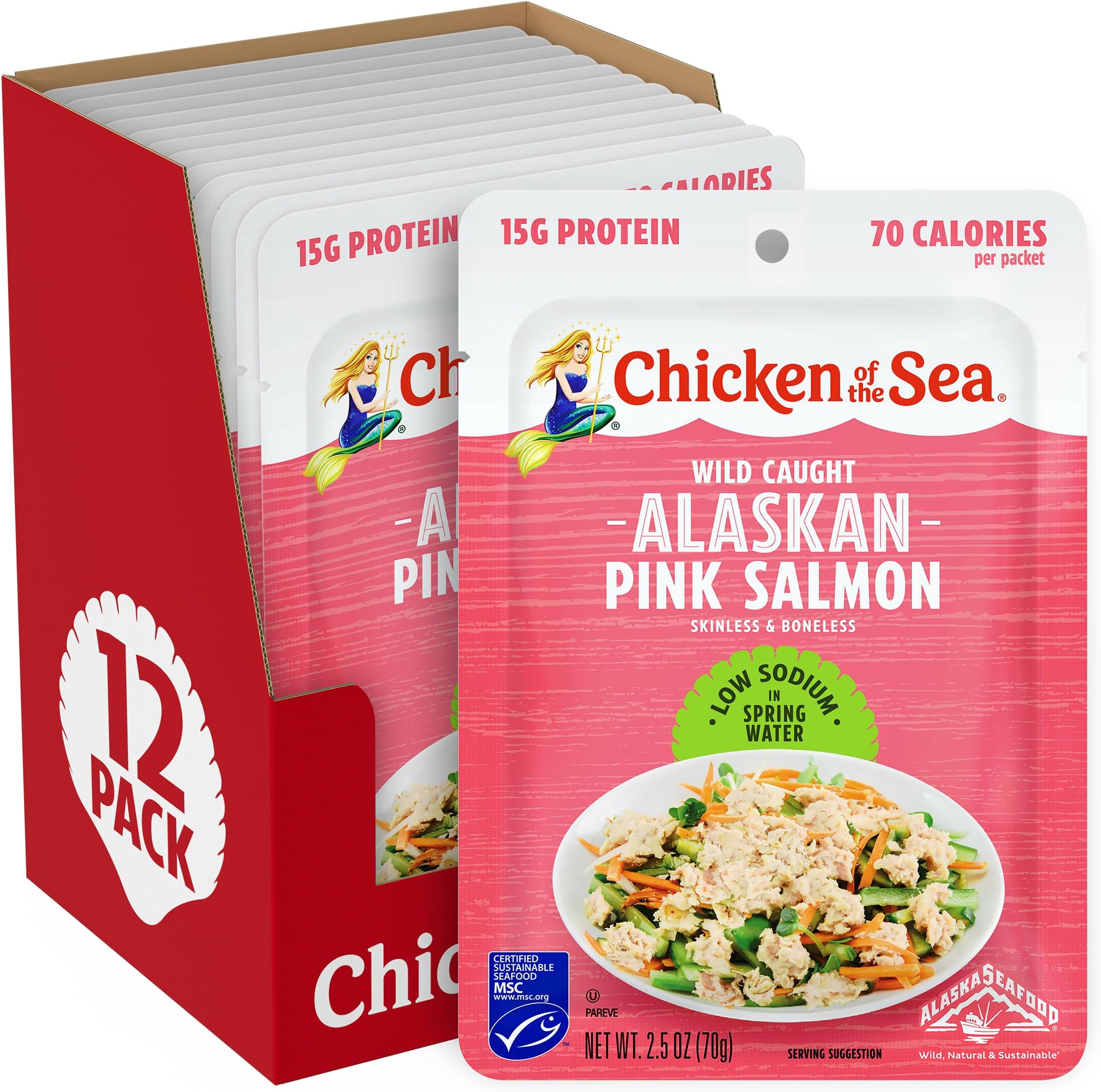 Wild Caught Pink Salmon, Low Sodium (2.5 oz packet)