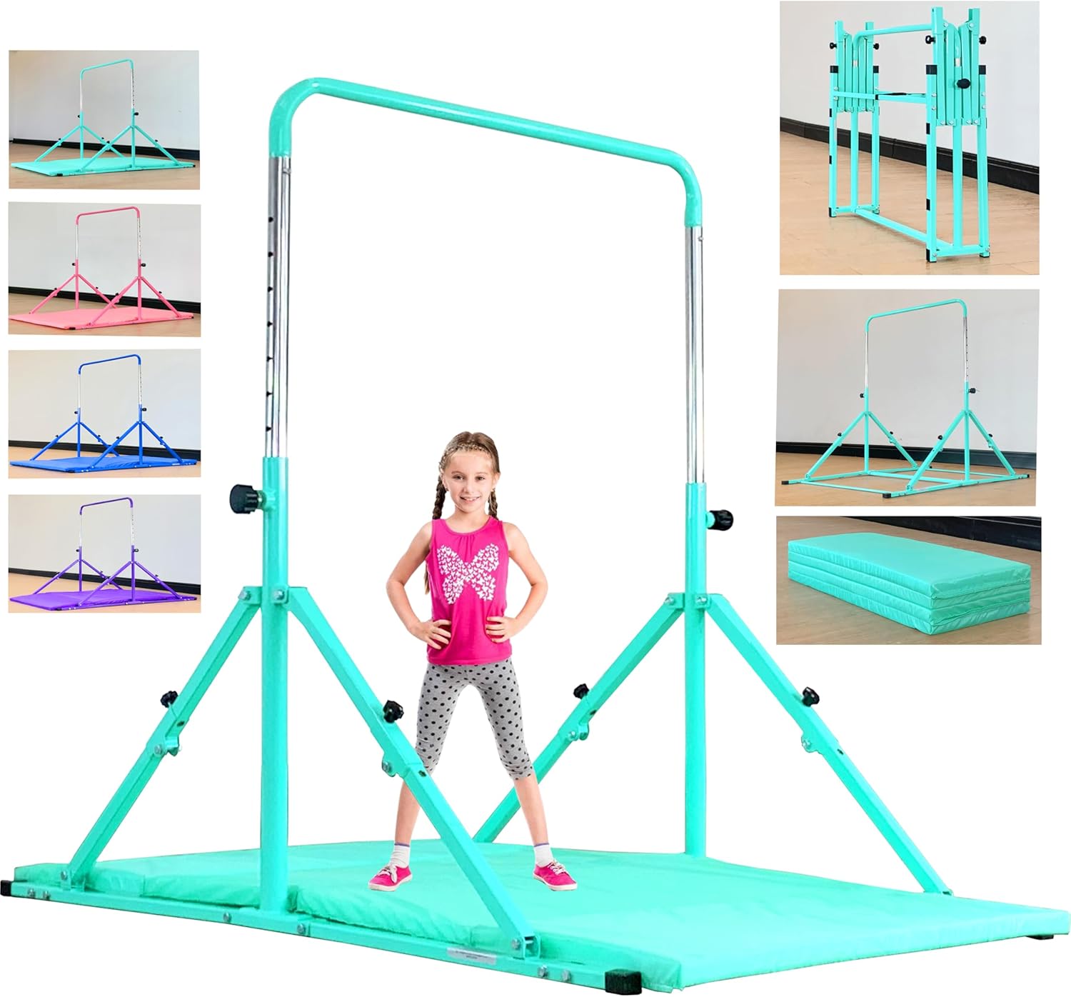 Foldable Gymnastic Bar for Kids Ages 3-12