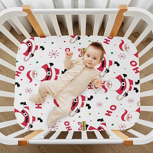 Miniatura 7 de Kigai Sábana bajera ajustable de cuna de Papá Noel para bebé, niños y niñas, extra suave, transpirable, para colchones estándar de cuna y niños
