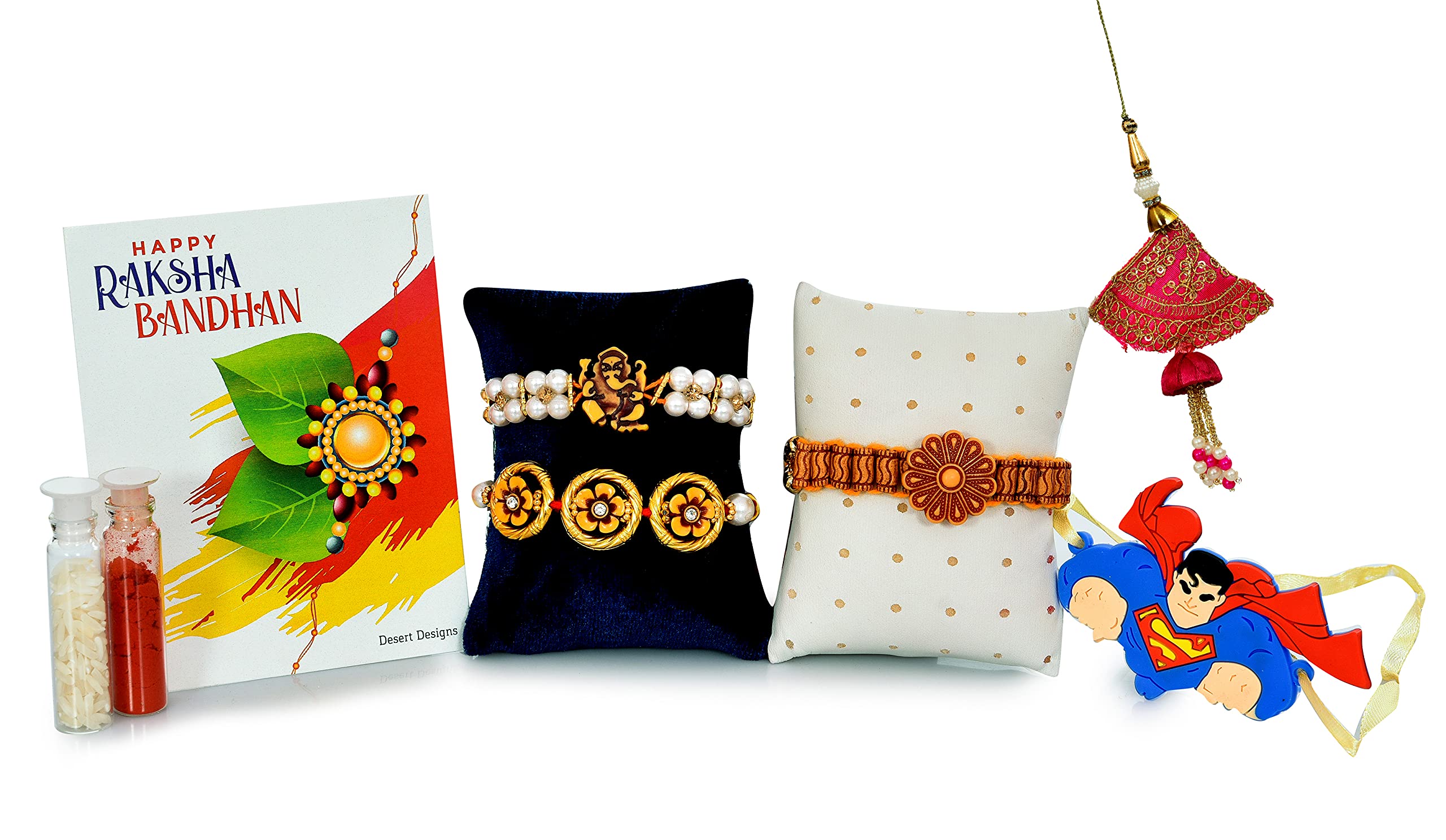 Desert Desgins Family Pack Rakhi Combo Set Of 5 Rakhi for brother bhabhi kids and younger brother (MGW3C1STC)) (B09999WJZC) Amazon Price History, Amazon Price Tracker
