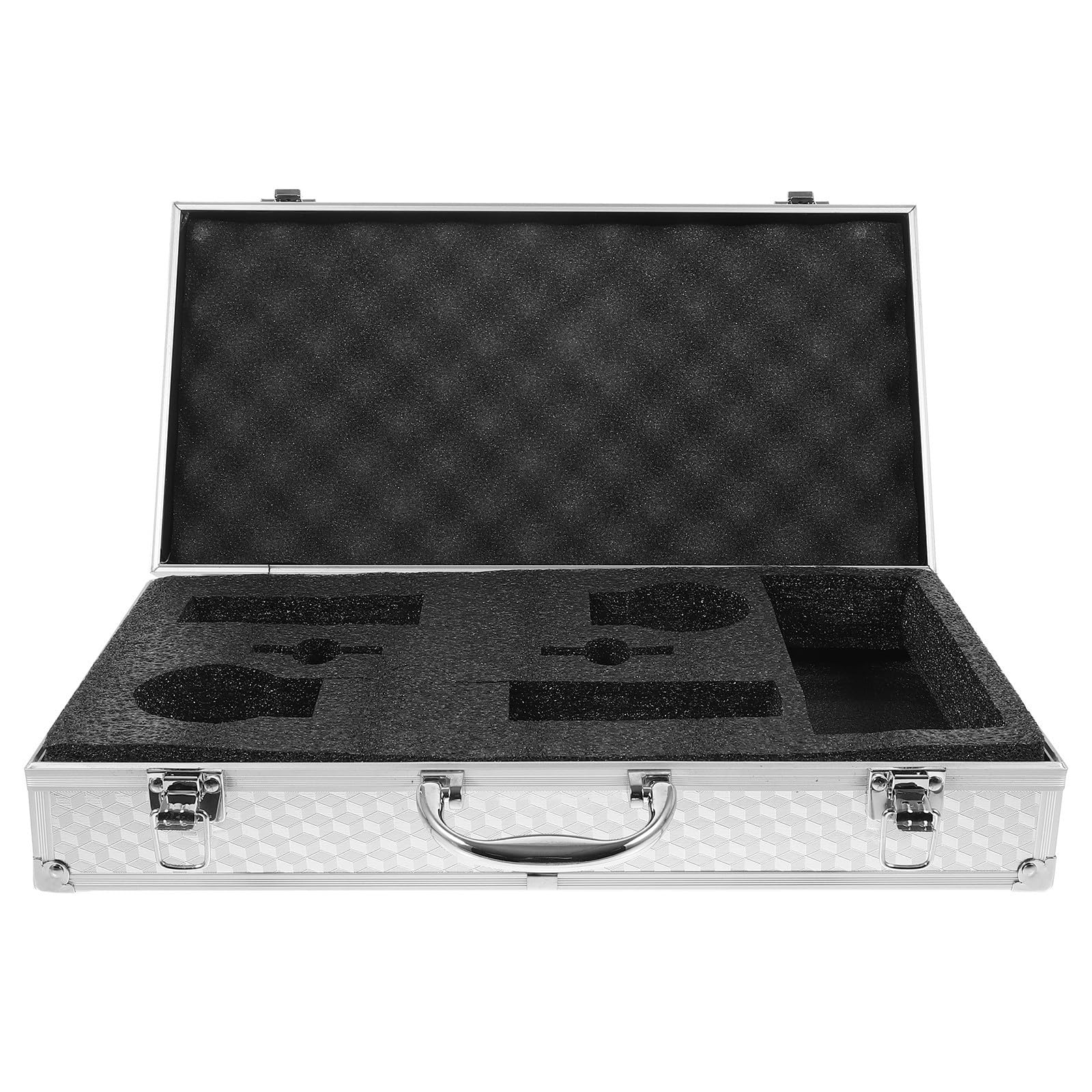 Mallette pour microphone sans fil argentée en alliage d'aluminium à 2 fentes - 8