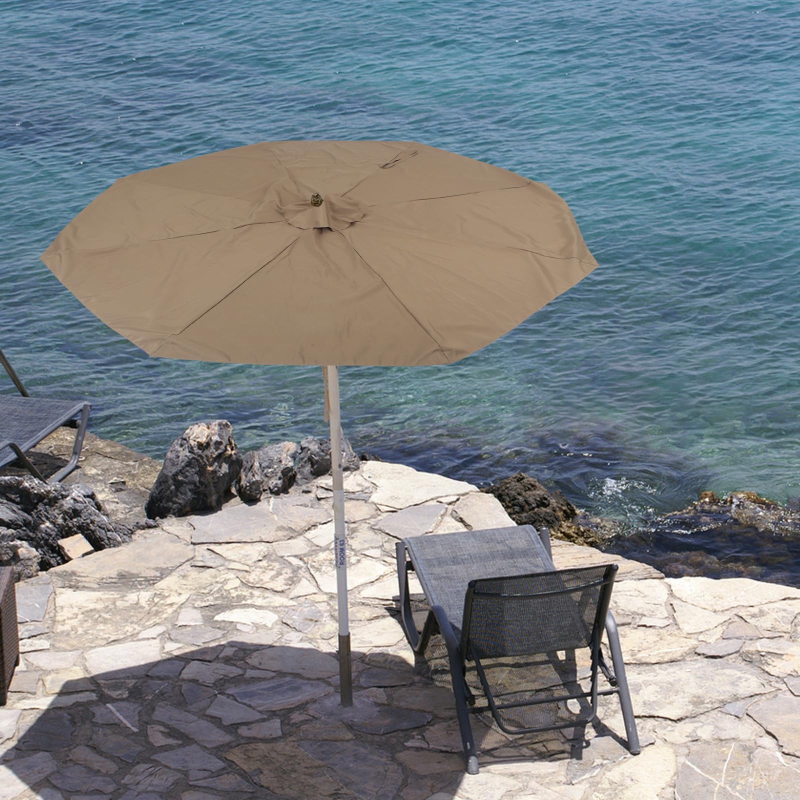 Beavorty Toile de Remplacement pour Parasol de Terrasse 2,7m en Polyester Protection Solaire Réglable, Installation Facile pour Parasol Extérieur Fête