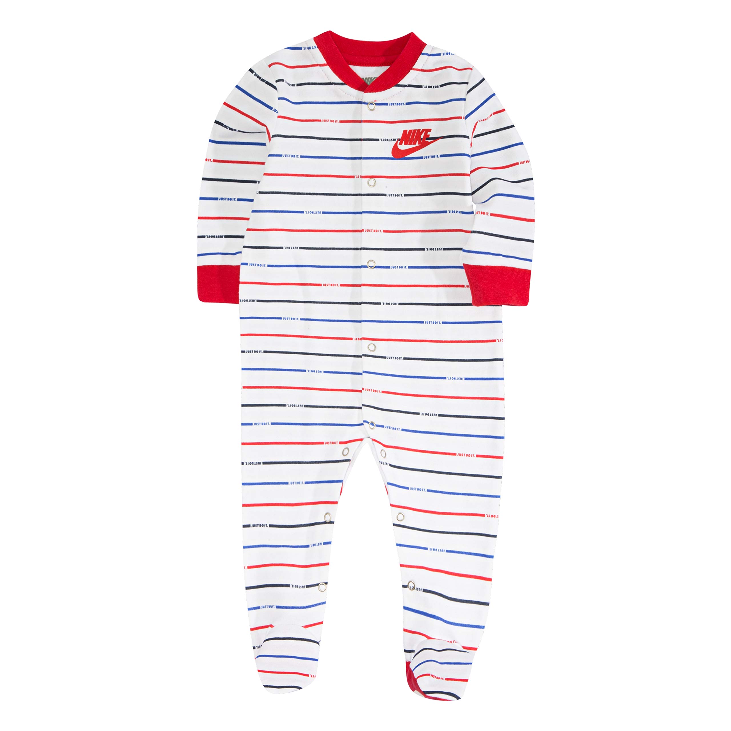 NIKE Children's Apparel Baby Graphic Footed Coverall, White/Red Stripe, 6M