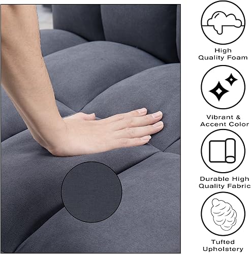 Miniatura 6 de JUMMICO Moderno sofá cama tipo futón convertible tipo futón reclinable tamaño individual con brazos y 2 almohadas para sala de estar (gris)
