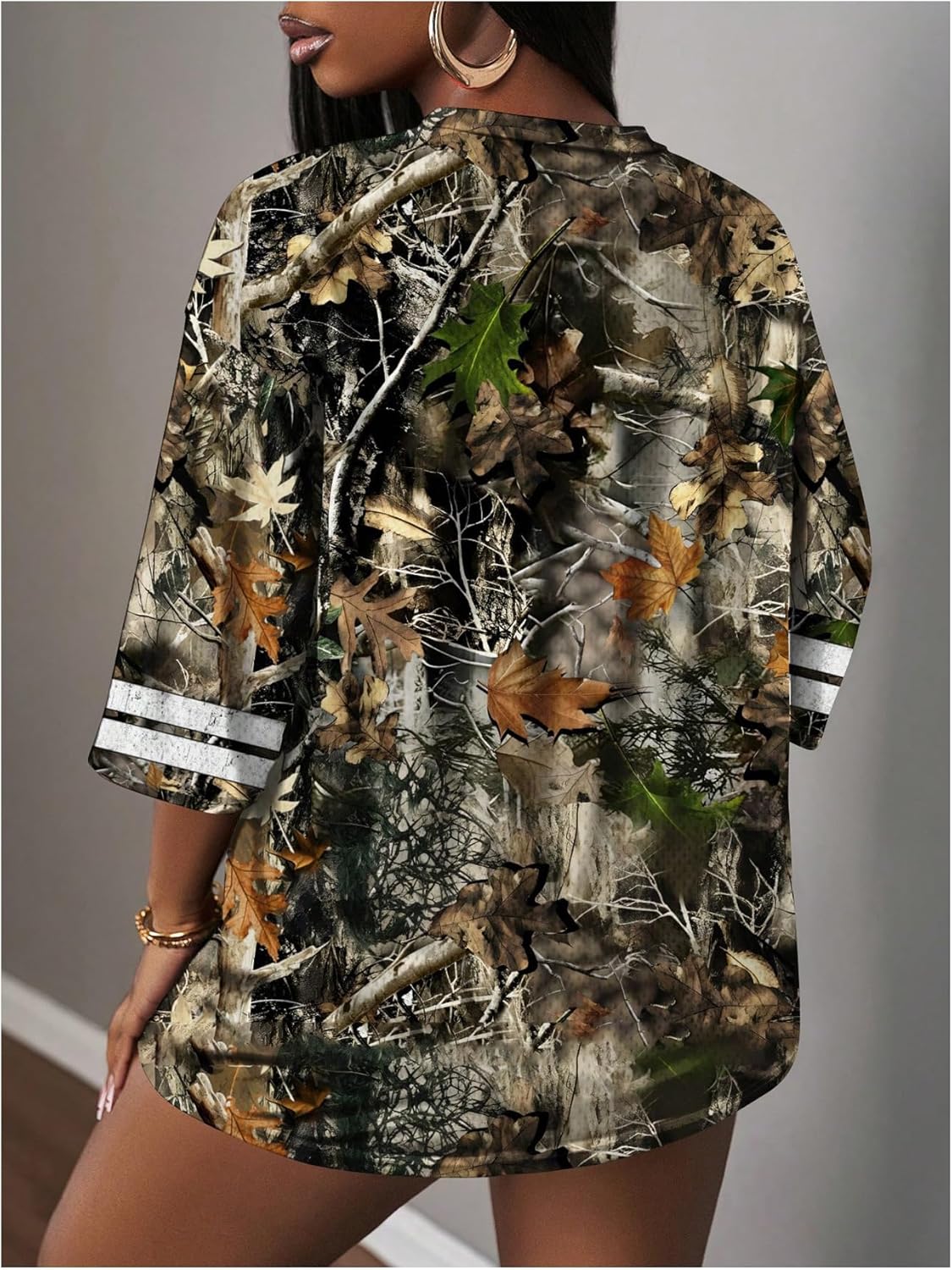 Women's Camo Jersey Shirts Half Sleeve V Neck Number Graphic Tees Sports Football Jersey Streetwear - Image 2