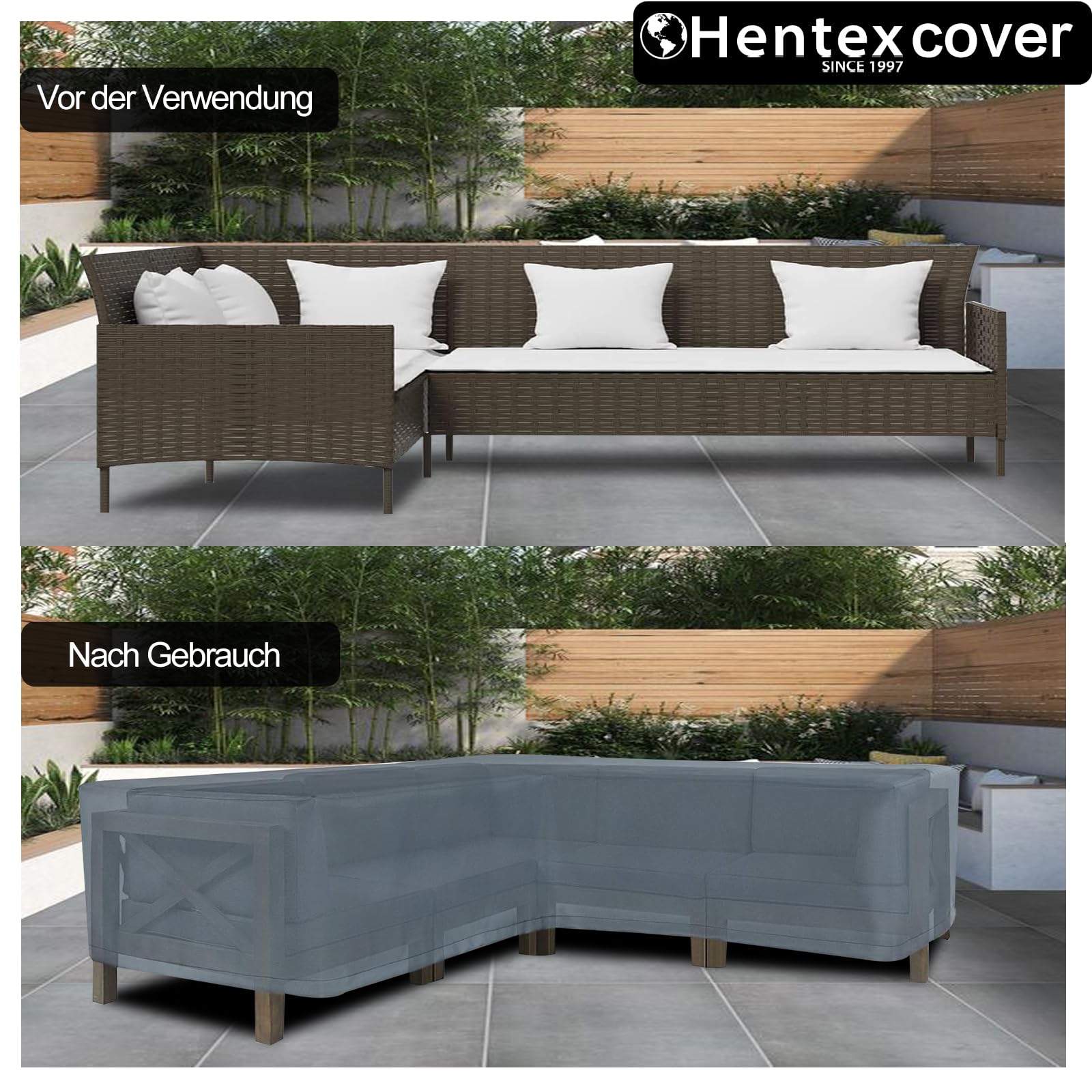 Loungemöbel Abdeckhaube für L-Form Sofas，Wasserdichtes Atmungsaktives TPU Gewebe Abdeckhaube für Gartenmöbel ，Wasserdicht Schutz vor Wind UV schützende (Grau (210 * 270 * 85W*90H/65H cm)