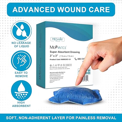 Miniatura 4 de MedVance Apósito superabsorbente, almohadillas no adhesivas para el cuidado de heridas, úlceras por presión y quemaduras de 12 grado, absorción de
