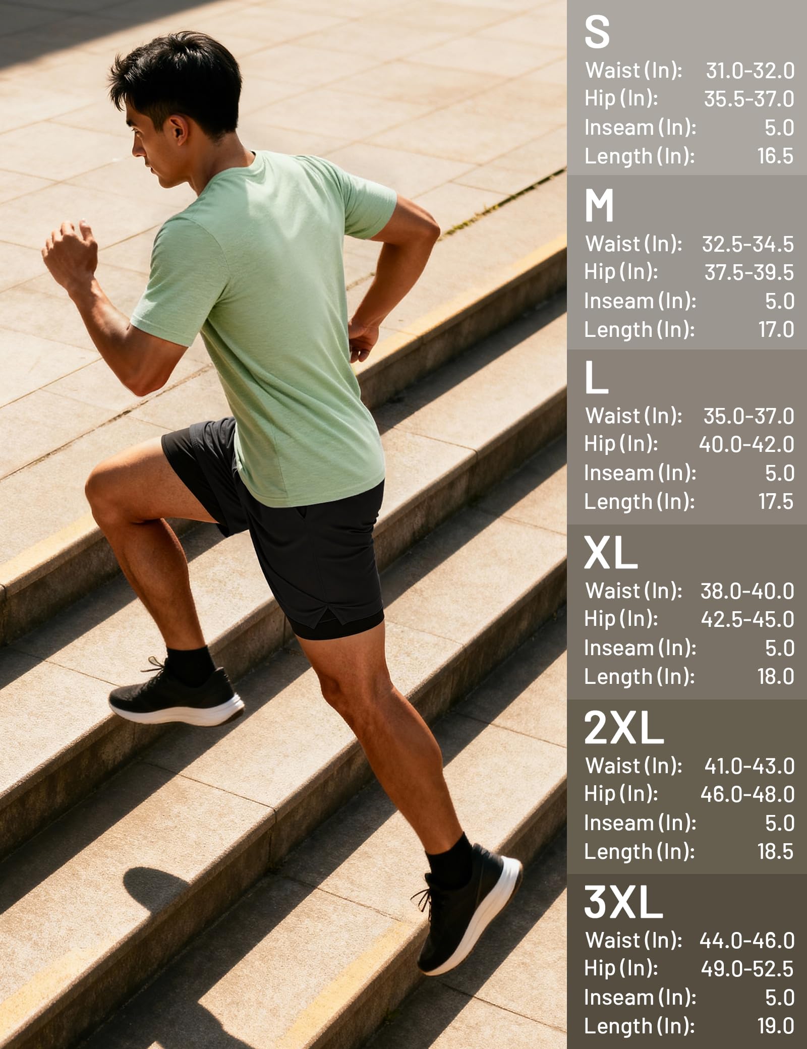 MIER Short de course 2 en 1 pour homme avec doublure de 12,7 cm, séchage rapide, short athlétique avec poches, léger, respirant
