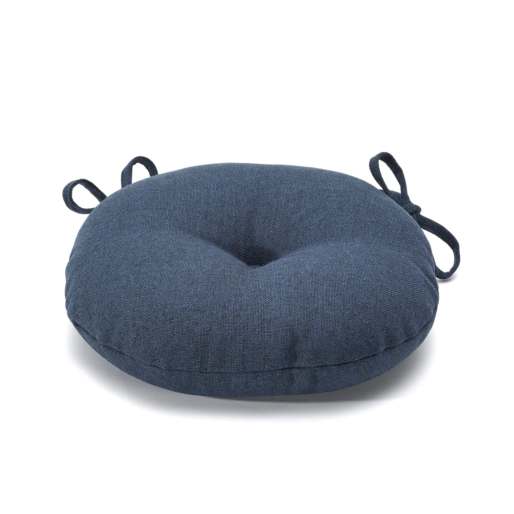 Klear Vu Wellfleet Bay Bistro Runde Sitzkissen – 2 Stück, 38x38x7,6 Cm, Wasserabweisender Performance-Stoff, Naturfarben, Mit Bändern