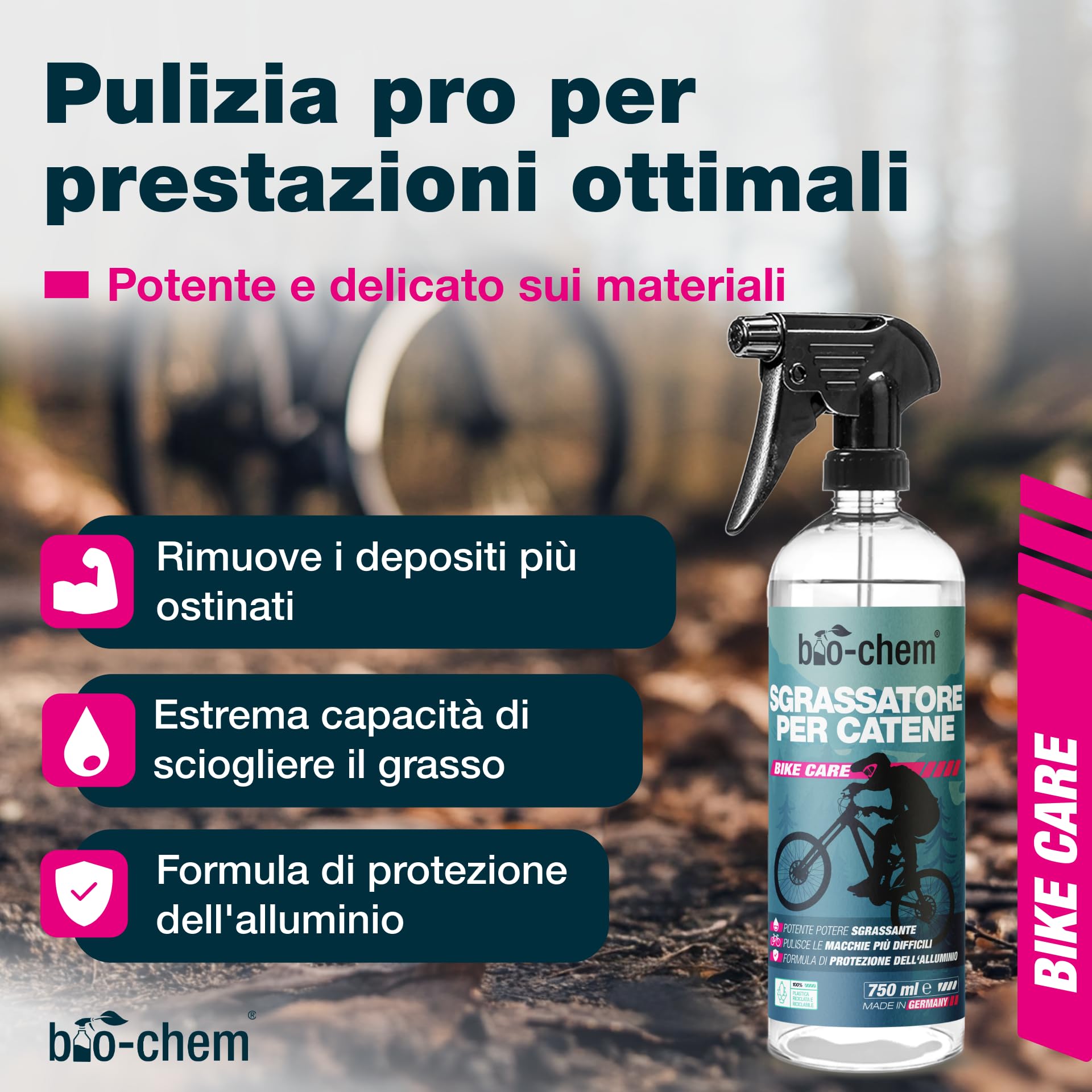 bio-chem Detergente per catena da bicicletta 5L | Sgrassante per catene di bike da strada e MTB - Prodotto ecologico per la pulizia della catena di bici