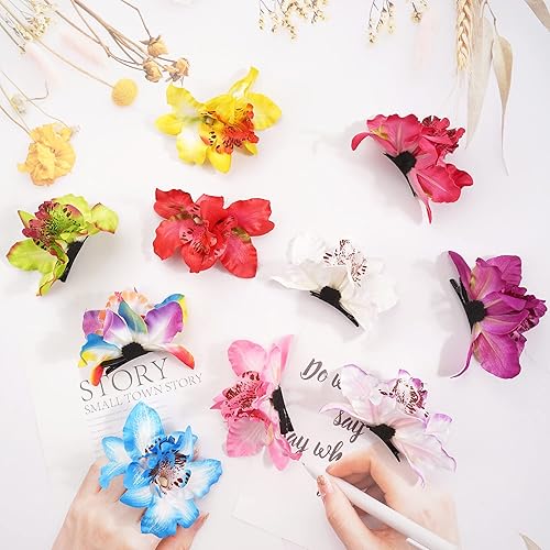 Miniatura 8 de 10 pinzas para el pelo de flores de gasa para mujer, diseño de mariposa, orquídea, cocodrilo, accesorios de boda, decoración de eventos de boda