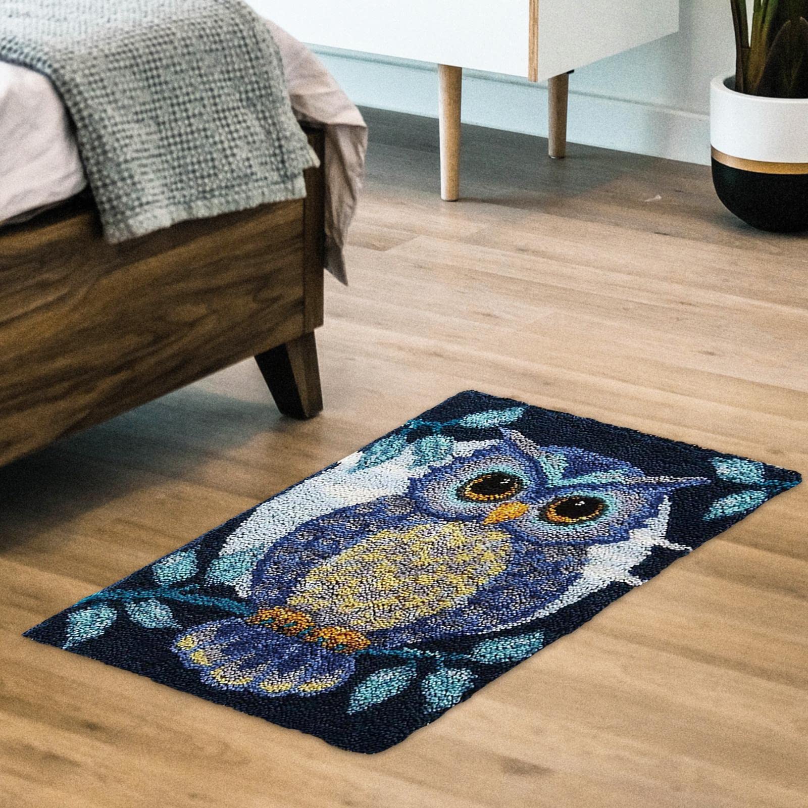 rockible Owl DIY Teppichherstellungsset 14 Bodenmatte Handarbeit Handgemachter Häkelteppich Kreatives Teppichherstellungsset Kits für