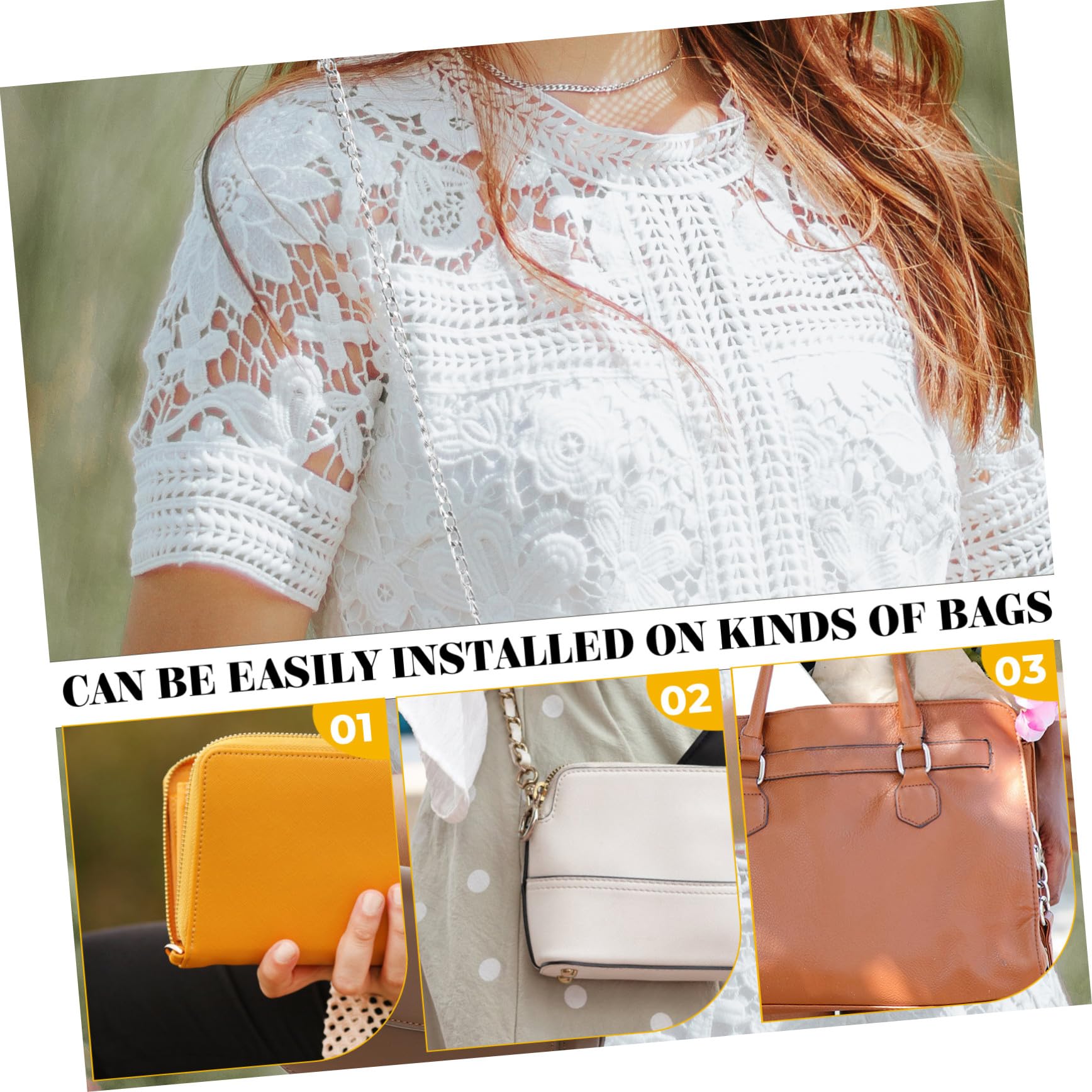 8 Piezas Cadena para Bolso Repuesto Correa de Cadena Ajustable para Bolso de Mano Bandolera y Cruzada Accesorios Metálicos Duraderos para DIY y Sustitución