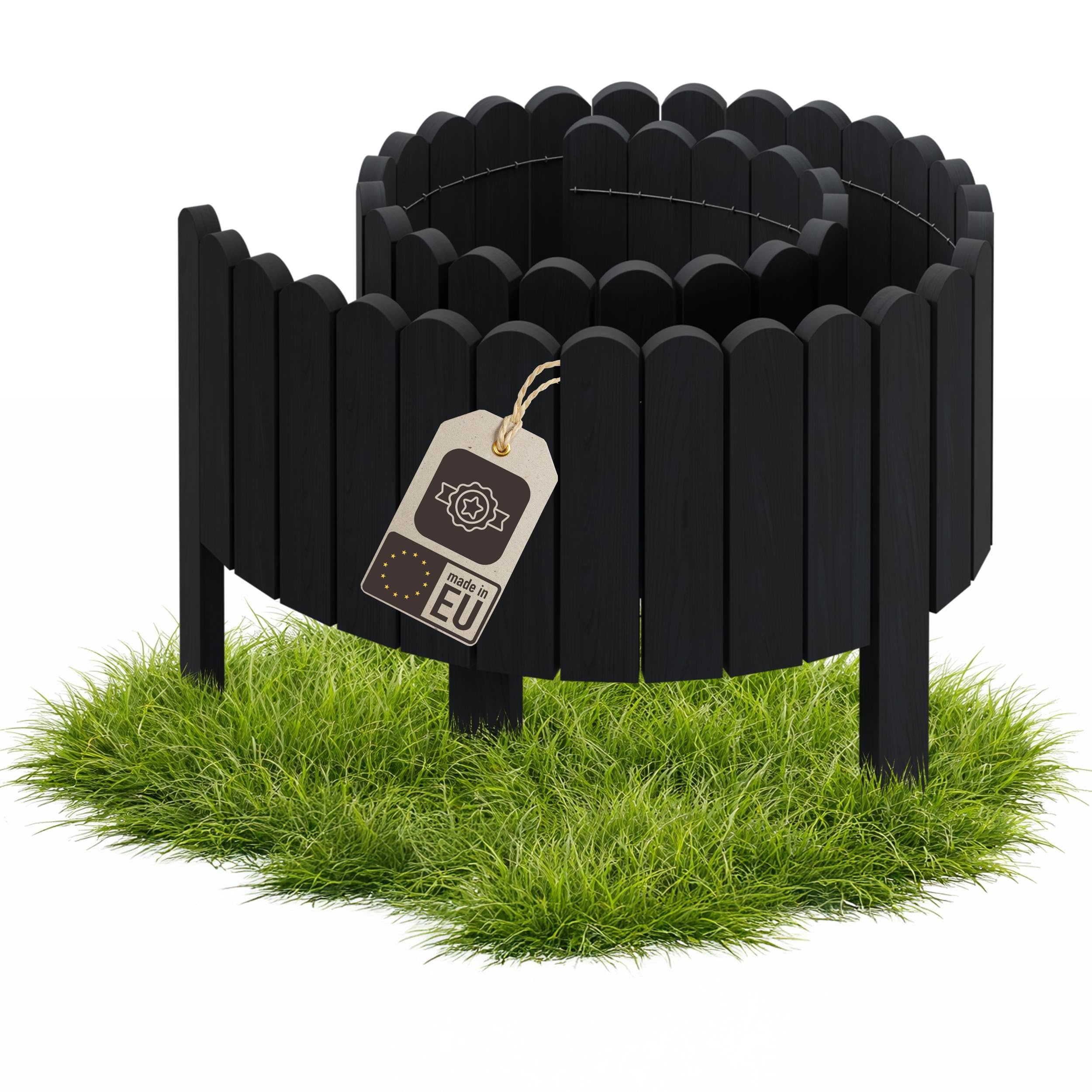 be4nature Flexible Wooden Garden Border 30 x 200 cm Black pressure treated roll border lawn edging decorative garden fence palisade bed edging