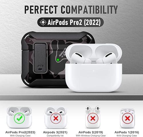 Miniatura 7 de Maxjoy Funda para AirPods Pro 2 2022 funda protectora militar dura y resistente a los golpes para AirPods Pro 2 generación con candado compatible