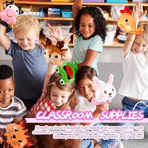 Miniatura 6 de Libima 200 juguetes inflables de animales de dibujos animados, globos de muñeca para llevar a mano, safari, animales de granja, juguetes, temática