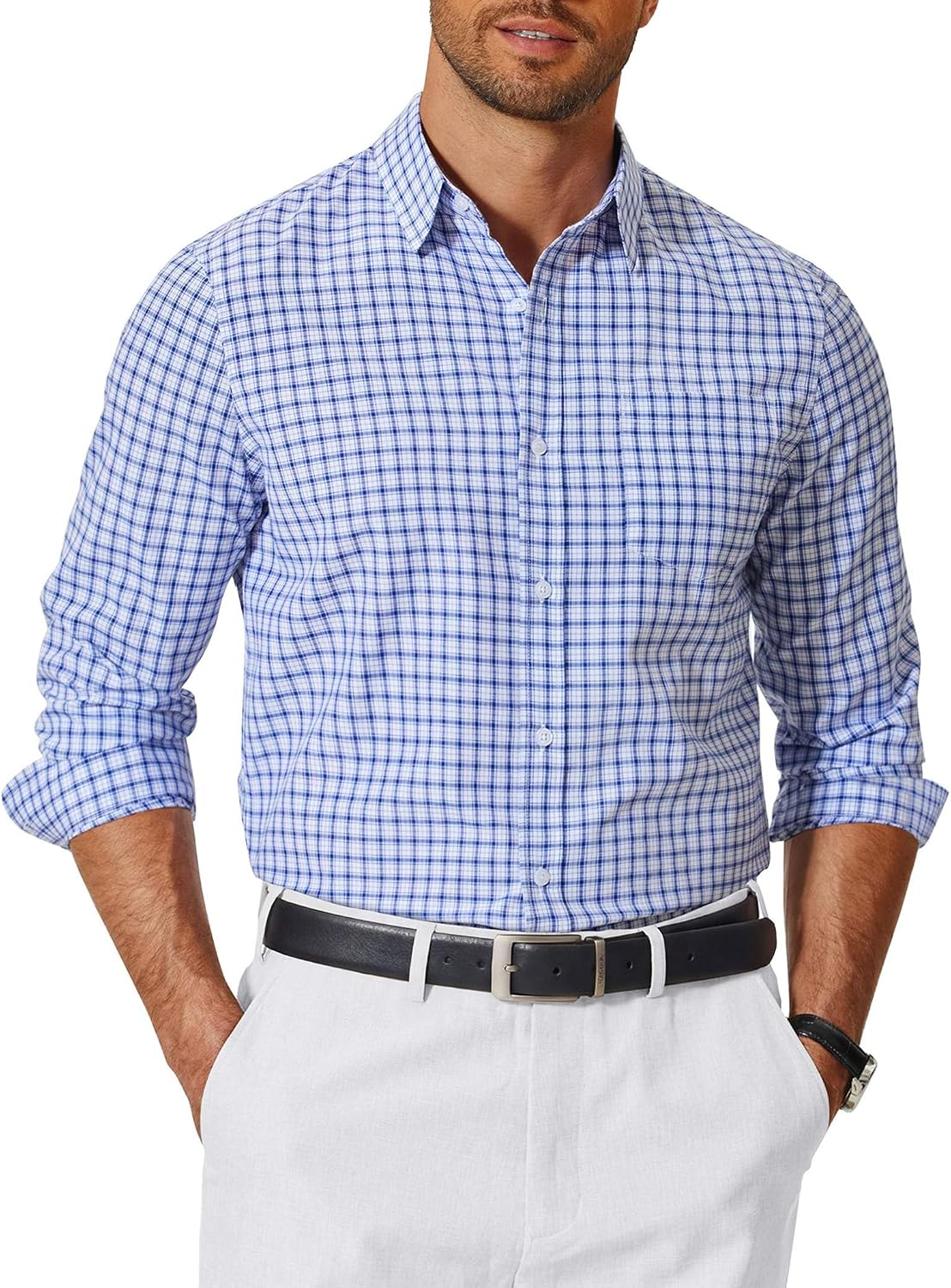 COOFANDY Mens Button Down Shirt Cotton Long Sleeves Dress Shirt Wrinkle Free Casual Plaid Shirt COOFANDY Mens Button Down Shirt Cotton Long Sleeves Dress Shirt Wrinkle Free Casual Plaid Shirt