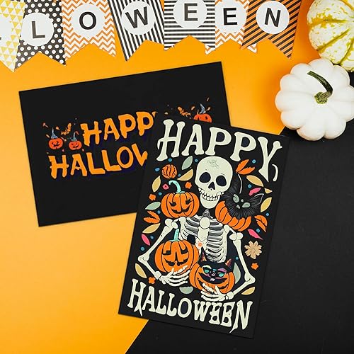 Miniatura 4 de Paquete de 100 tarjetas de índice negras en blanco de 4 x 6 pulgadas, cartulina pesada de Goefun de 80 libras sin forro para tarjetas de Halloween