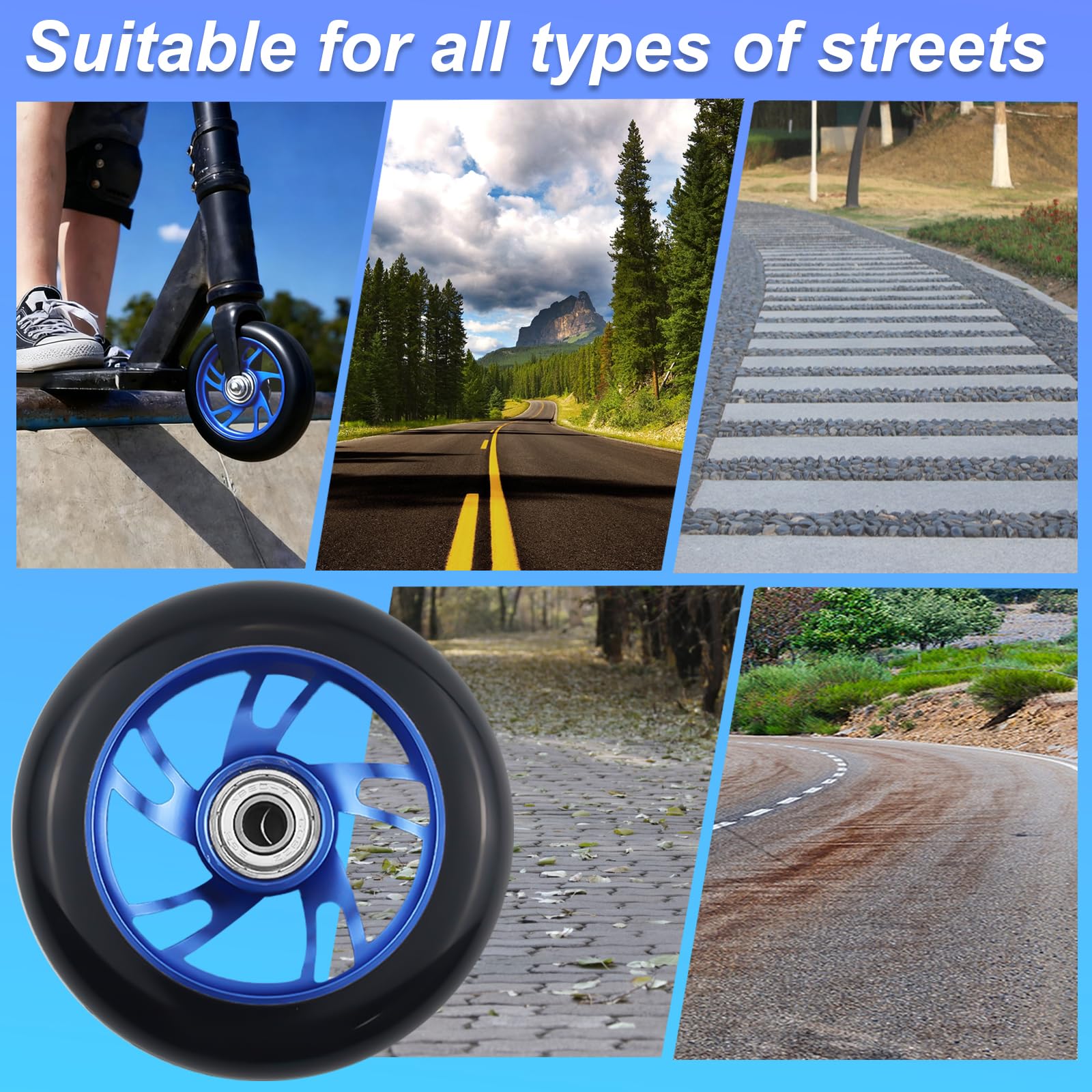 HA BIN Ruote per Monopattino Freestyle 100mm – Ruote Stunt Scooter con Cuscinetti ABEC-9, Accessori di Ricambio per Trottinette, Performance e Durabilità, Compatibili con Scooter Stunt