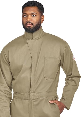 Miniatura 3 de Bulwark FR Overol clásico de algodón de sarga resistente al fuego de 9 onzas para hombre con mangas con dobladillo