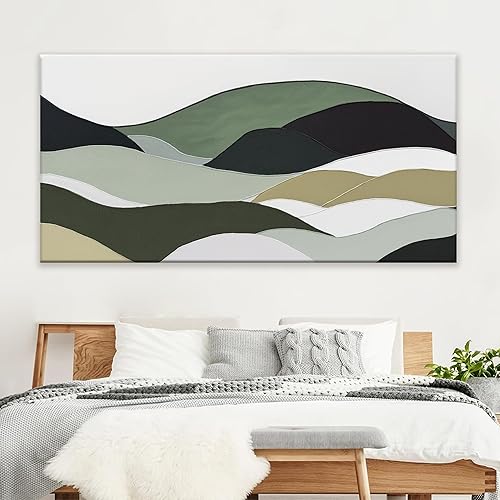 Miniatura 44 de TAIJXAGSG Arte abstracto de pared para sala de estar, lienzo moderno, decoración de pared, arte de pared verde, dormitorio, oficina, decoración