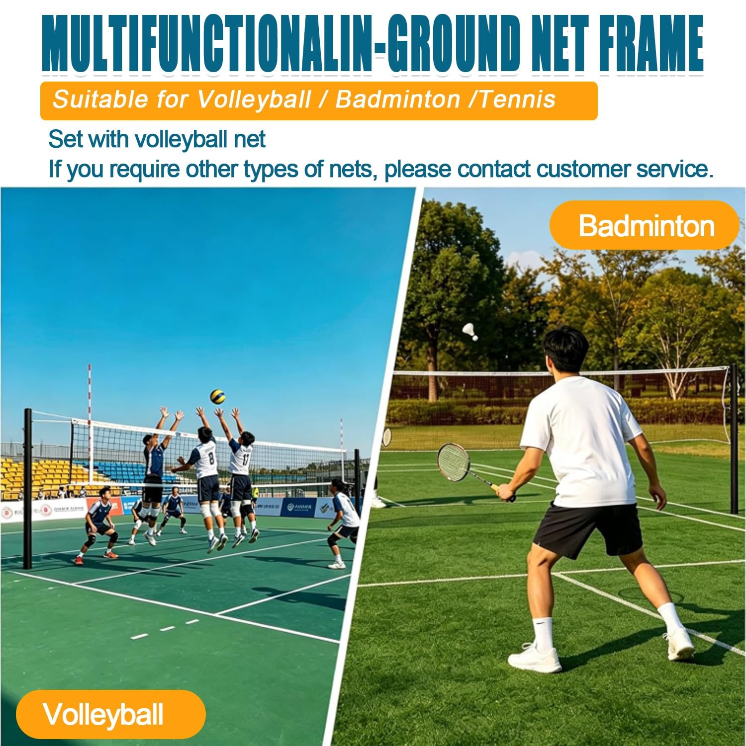 Poteaux De Filet De Volley-Ball, Poteaux De Beach-Volley Portables | Avec Fourreaux De Sol, Idéal Pour Les Gymnases Scolaires, Les Pelouses, Les Plages De Sa-ble Et Les Sols En Béton