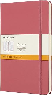 Caderno Clássico Pautado, Moleskine, 21x13cm Grande, Rosa Margarida