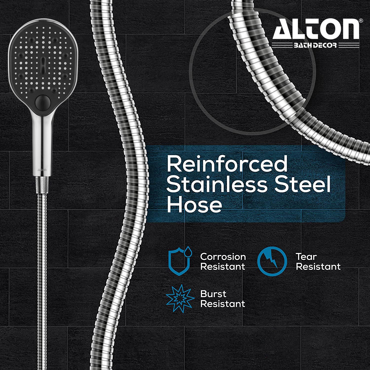 ALTON Hand Shower - 3-Function, Silver -4