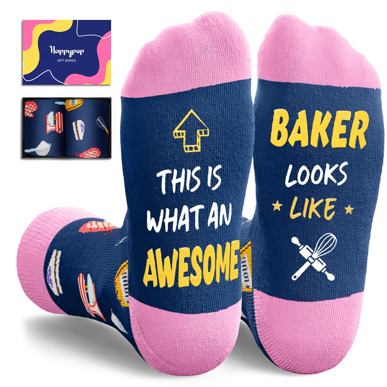 HAPPYPOP Gifts for Baker Accountant - Manager Lawyer Pilot Fireman Socks For Women Men