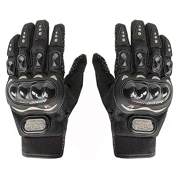 Probiker Synthetic Leather Motorcycle Gloves (Black, M)