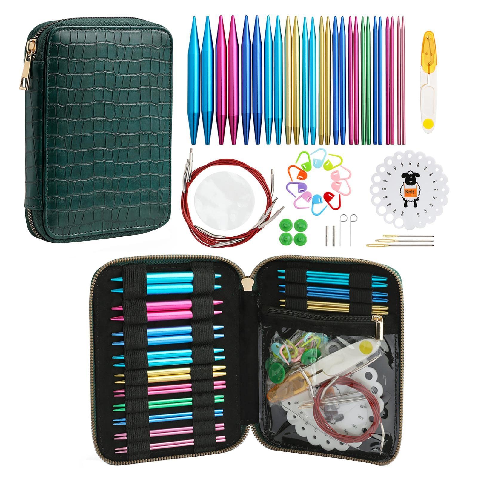 Keptfeet Set di Aghi per Uncinetto | Set di Ferri da Maglia | intercambiabili in Alluminio - Set di Aghi per Uncinetto per Filati per Uncinetto Aghi per Uncinetto intercambiabili per Picc