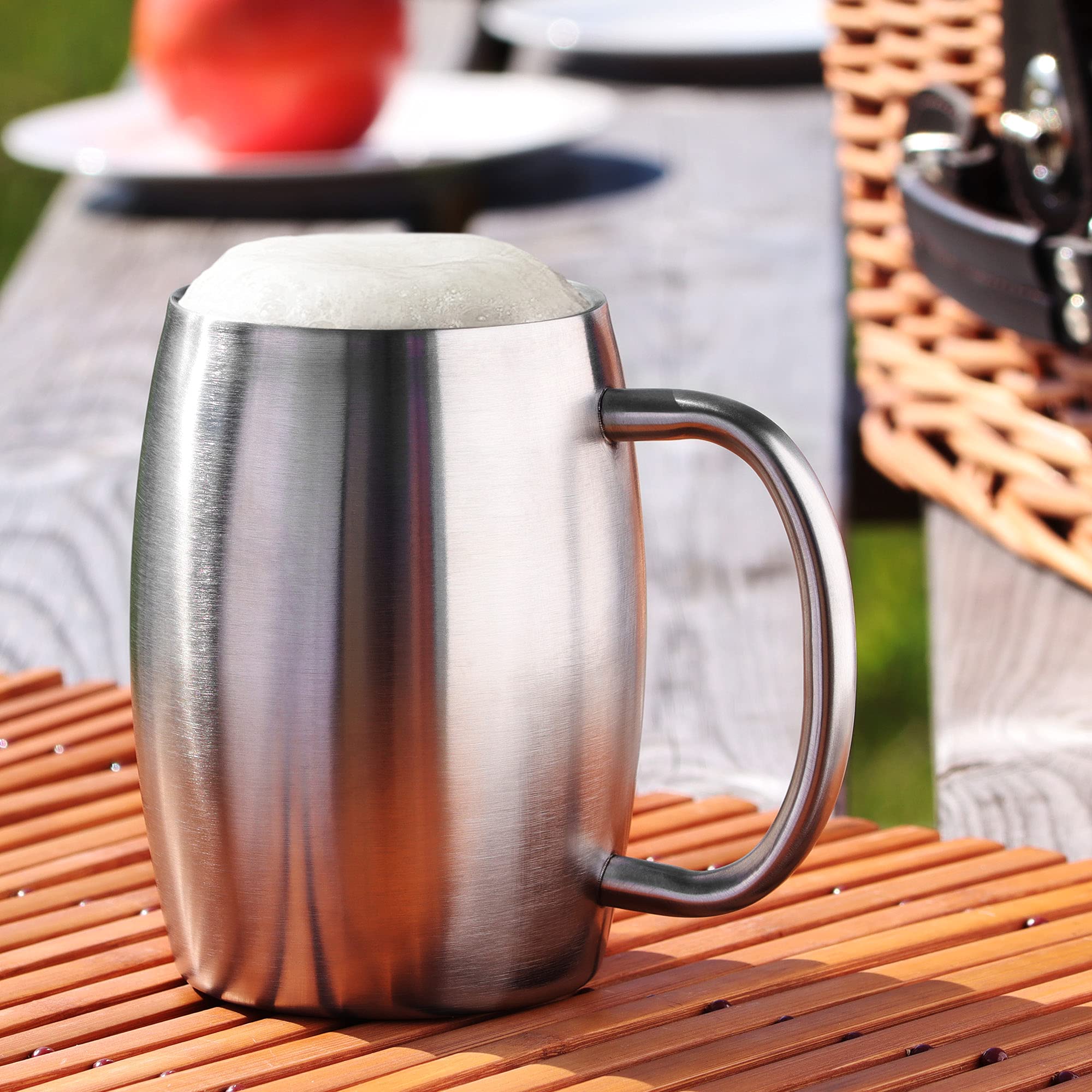 COM-FOUR® Kubek ze stali nierdzewnej XL-400ml kufel ze stali nierdzewnej