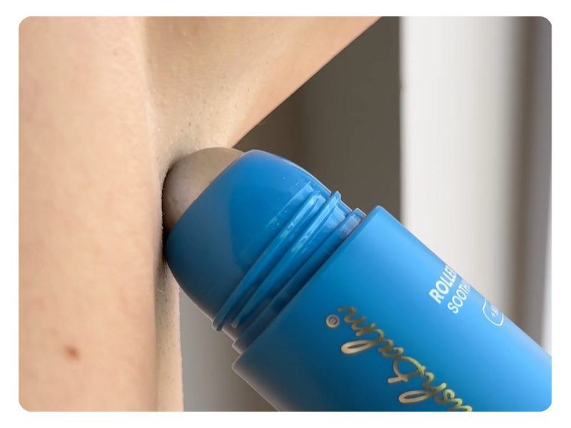 Bushbalm Roller Rescue Ingrown Hair Serum, Includes AHA and BHA - Exfoliating, Soothing, Cooling for Intimate Areas, Underarms - Helps With Razor Bumps and Ingrown Hairs, Blue 50 ml