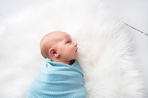 Miniatura 5 de Woombie Manta orgánica para bebé, manta ligera, manta de recepción, azul deportivo, 44 x 44 pulgadas.