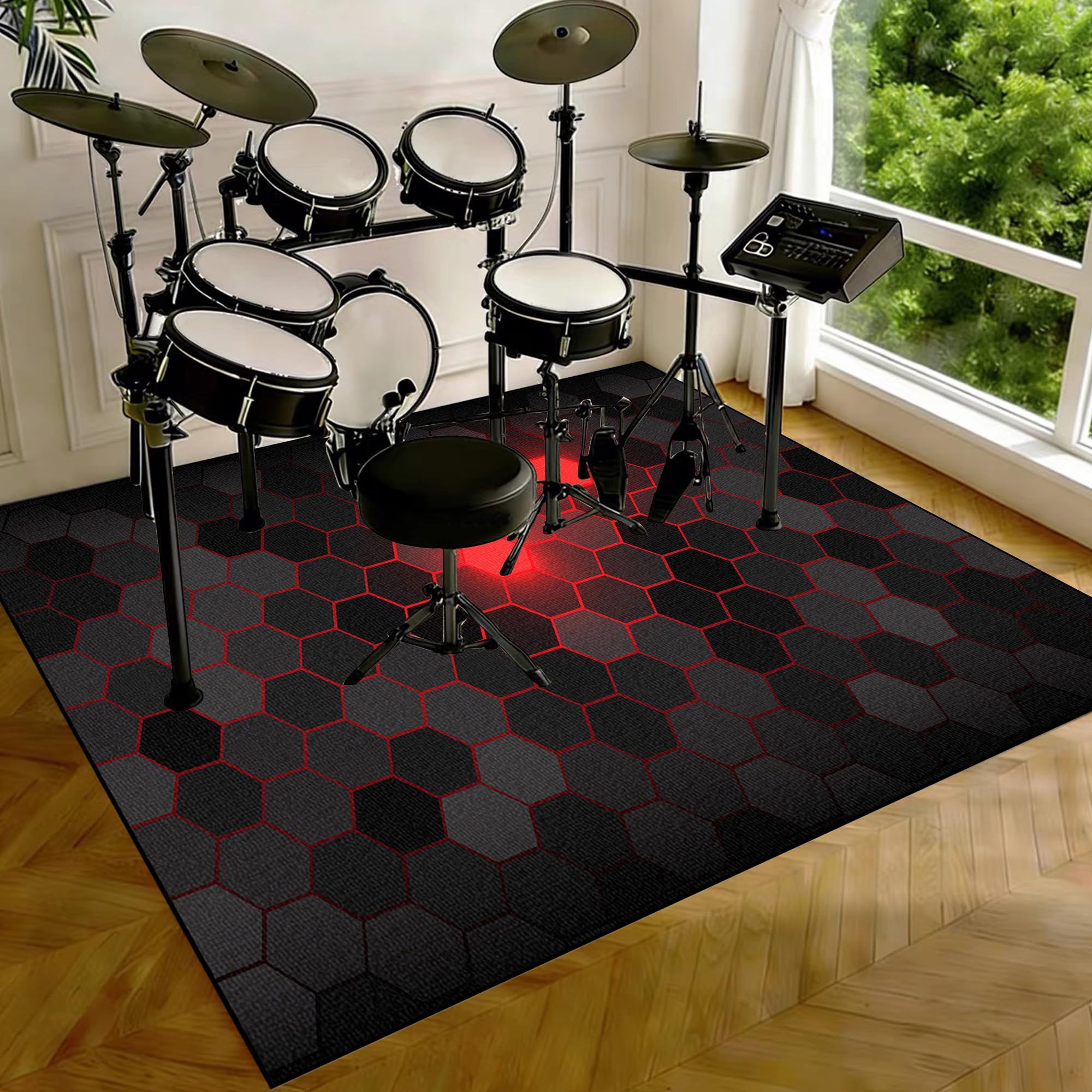 150 x 120 cm Schlagzeugteppich Drum Teppich Schallschutz Akustik Teppich Schallschutzmatte Drum Rug Drum Matte Drumteppich rutschfeste Trommel Teppiche, Für Bass Drum Snare Schlagzeug Teppich