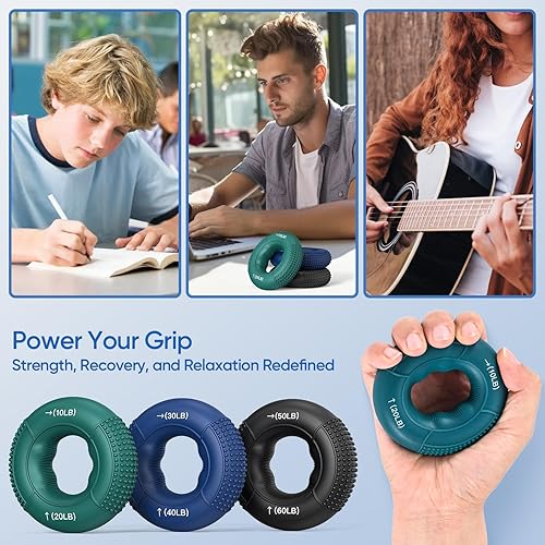 Miniatura 12 de FitBeast Grip Strength Trainer, Finger Exerciser, Stress Balls for Adults 6-Piece Set, Hand Therapy for Strength, Recovery & Stress Relief, Forearm