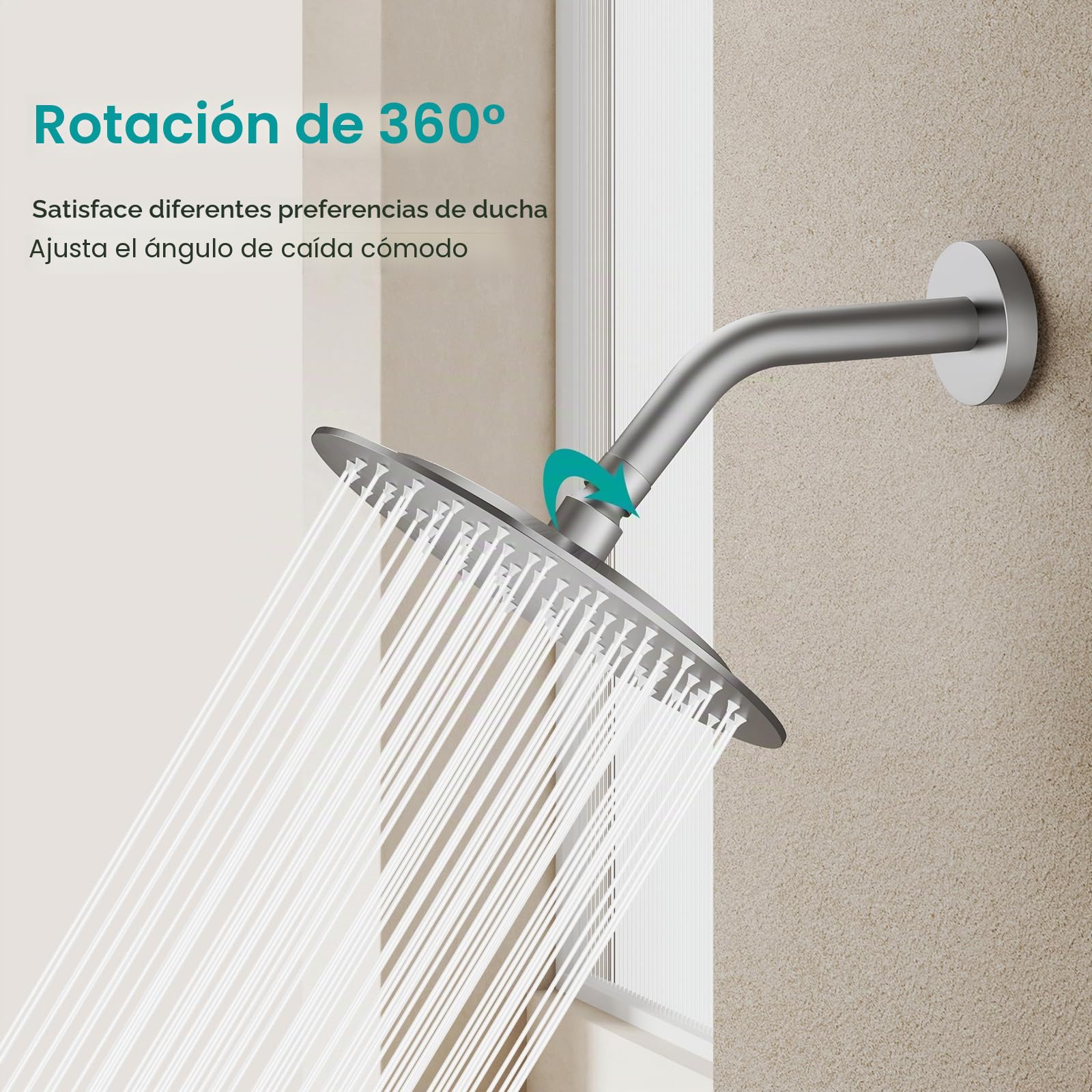Cabeza de ducha de lluvia redonda, cabeza de ducha de lluvia de acero inoxidable de alto flujo, diseño de alta presión (Brushed Nickel, 8 pulgadas) 20CM